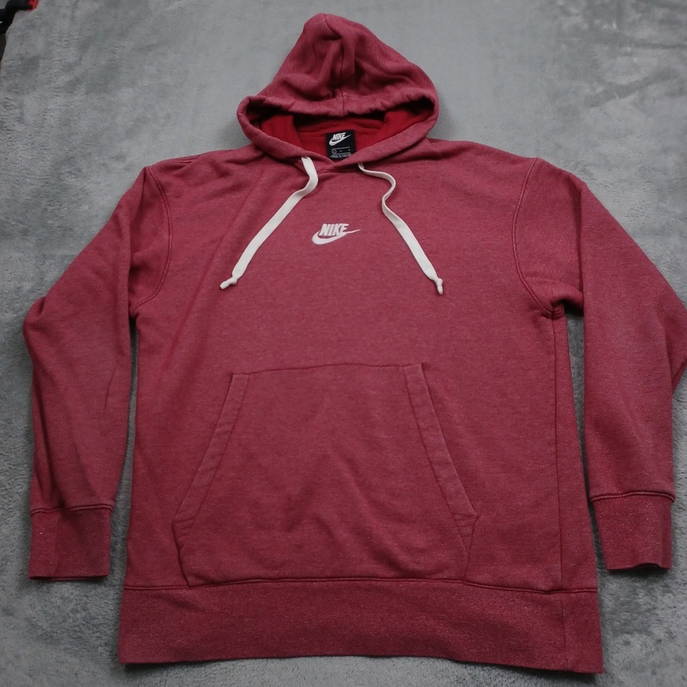 Nike Hoodie Mens Large Red Pullover Swoosh Casual Long Sleeve Modern